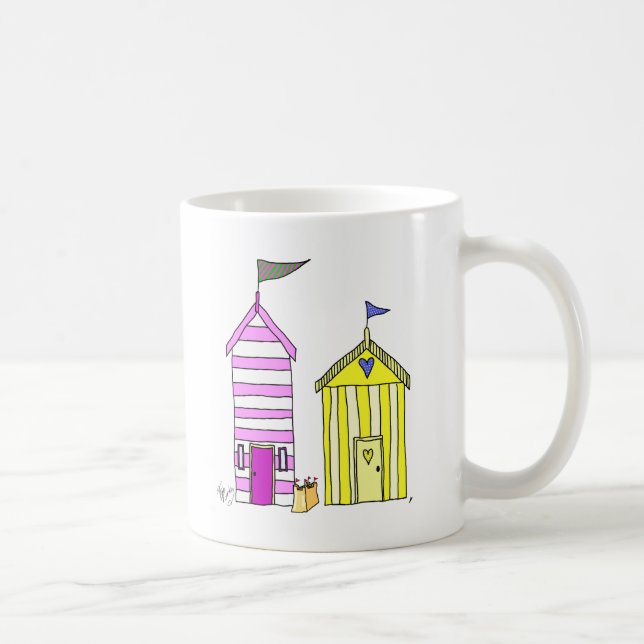 Caneca De Café Ilustração do Beach Huts 3 (Direita)