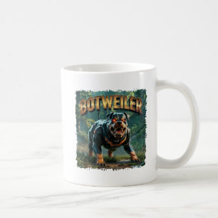 Caneca De Café Ilustração do Botweiler – Rottweiler Robô Engraçad
