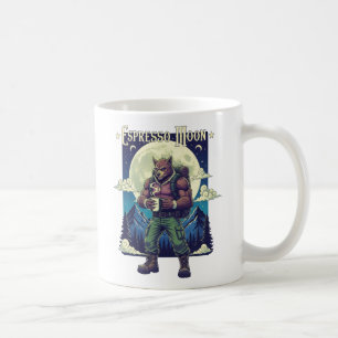 Caneca De Café Ilustração do Camping de Café do Lobisomem Espress
