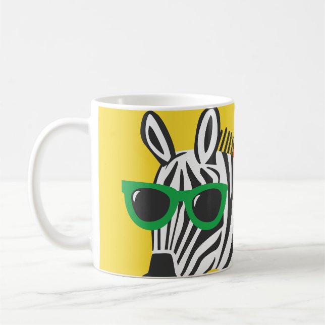 Caneca De Café Ilustração do Cartoon Zebra Girafa legal (Esquerda)