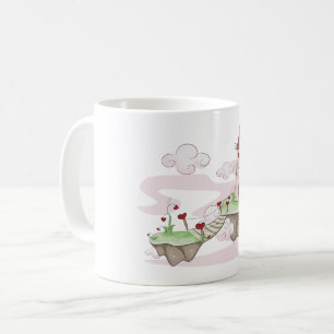 Caneca De Café Ilustração do Castelo de Amor Flutuante Fantasia R