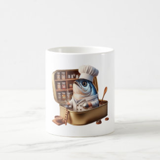 Caneca De Café Ilustração do Chef de Sardinha Gourmet para Amante
