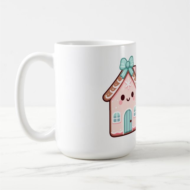 Caneca De Café Ilustração do desenho animado de casas de gengibre (Esquerda)