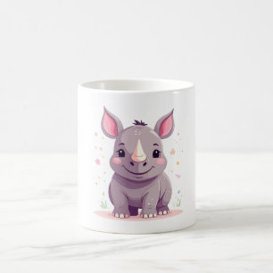 Caneca De Café Ilustração do desenho animado do lindo bebê Rhino