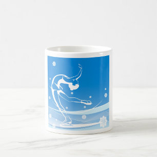 Caneca De Café Ilustração do Esporte de Patinação de Gelo da Mulh