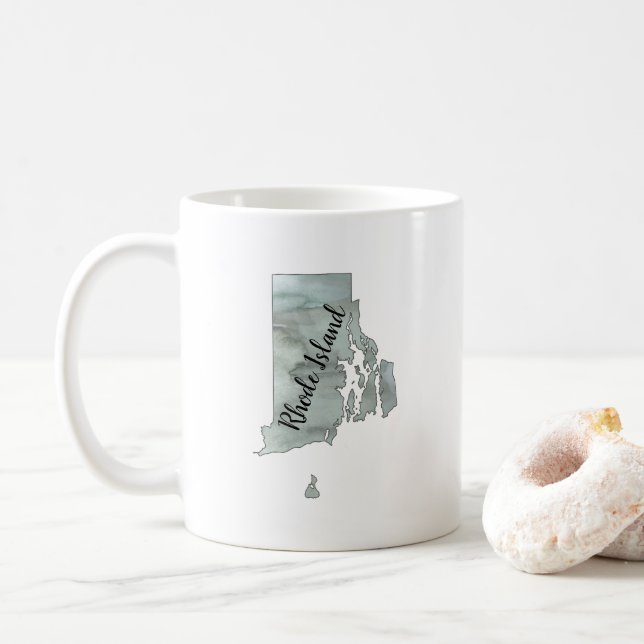 Caneca De Café Ilustração do Estado de Rhode Island (Com Donut)