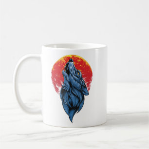 Caneca De Café Ilustração do Lobo Howling