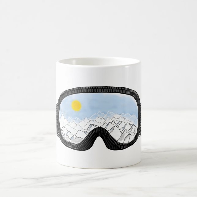 Caneca De Café Ilustração do Modo Montanha Ski Goggles (Centro)