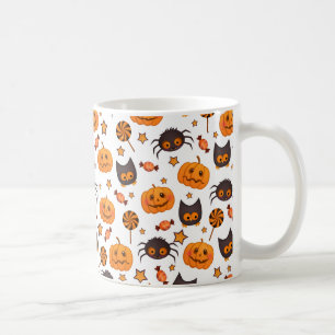 Caneca De Café Ilustração do Padrão de Halloween