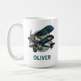 Caneca De Café Ilustração do plano de biplano retrorreflector em 