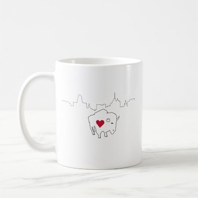 Caneca De Café Ilustração do Skyline de Buffalo Coffee Mug (Esquerda)