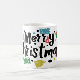 Caneca De Café Ilustração do texto de natal alegre.