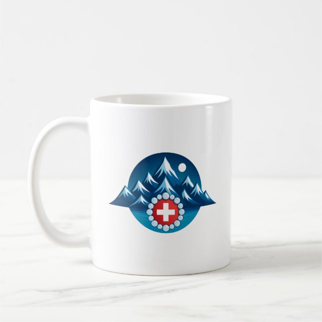 Caneca De Café Ilustração dos Alpes Suíços (Esquerda)