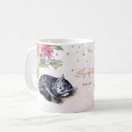 Caneca De Café Ilustração Dourada de Glitter Girl com Sono