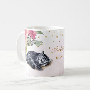 Caneca De Café Ilustração Dourada de Glitter Girl com Sono