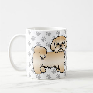 Caneca De Café Ilustração Dourada do Cão de Cartoon Shih Tzu Cute