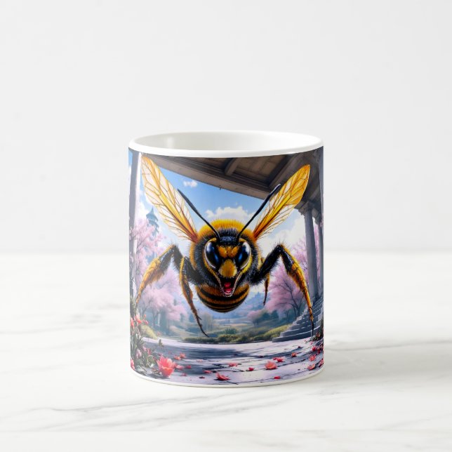 Caneca De Café Ilustração Dramática de Vespa Voadora (Centro)