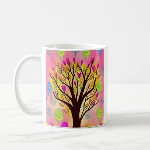 Caneca De Café Ilustração e Cotação da Árvore Colorida bonito