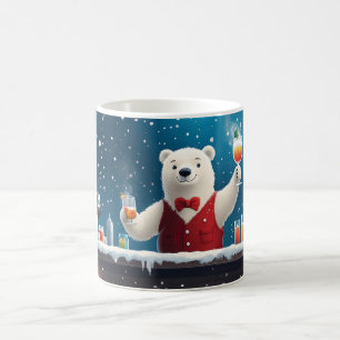 Caneca De Café Ilustração Festiva Do Bartender Polar