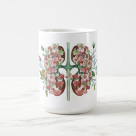 Caneca De Café Ilustração floral de anatomia Rim