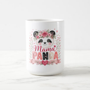 Caneca De Café Ilustração Floral Rosa da Mamãe Panda Maternidade