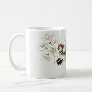 Caneca De Café Ilustração florescente de maçã vindimada no Natal