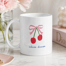 Caneca de Café | Ilustração Fofa com Laço Coquete 