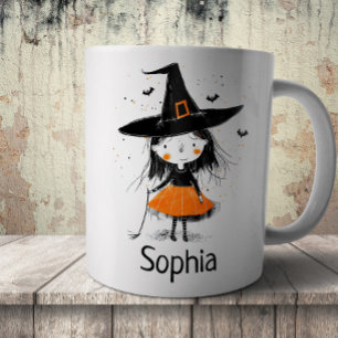 Caneca De Café Ilustração Fofa de Bruxa de Halloween
