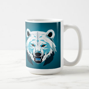 Caneca De Café Ilustração Geométrica de Urso Polar Feroz