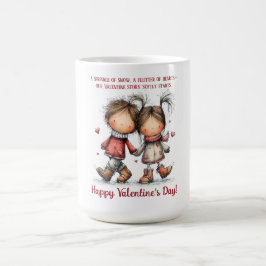 Caneca De Café Ilustração Infantil do Dia dos Namorados de Invern