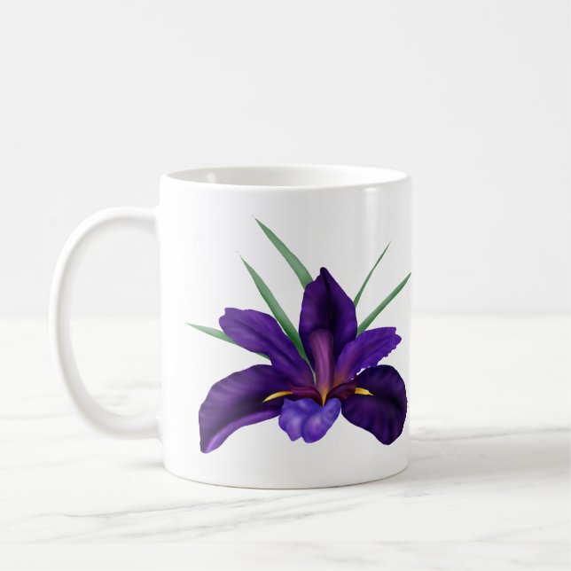 Caneca De Café Ilustração Iris de Água de Cão Roxo Profundo (Esquerda)