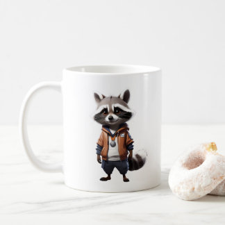Caneca De Café Ilustração legal e Adorável do Raccoon