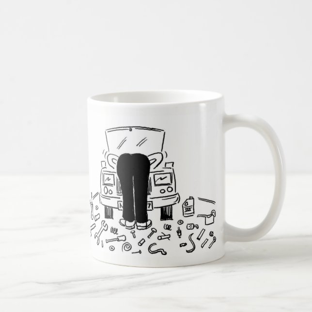 Caneca De Café Ilustração Mecânica do Carro em um (Direita)