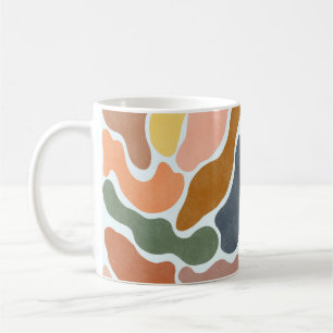 Caneca De Café Ilustração moderna abstrata em tons terrosos.