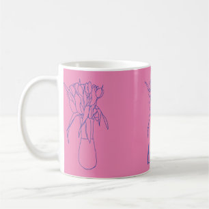 Caneca De Café Ilustração Original Da Linha Tulip Moderna Para El