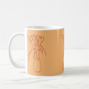 Caneca De Café Ilustração Original Da Linha Tulip Moderna Para El