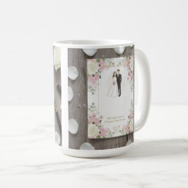 Caneca De Café Ilustração Personalizada de Noiva e Noivo