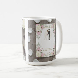 Caneca De Café Ilustração Personalizada de Noiva e Noivo