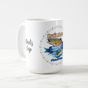 Caneca De Café Ilustração Personalizada de Pesca de Truta Arco-Ír