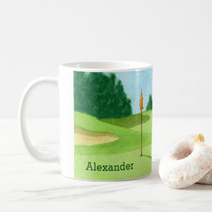 Caneca De Café Ilustração personalizada do verde do campo de