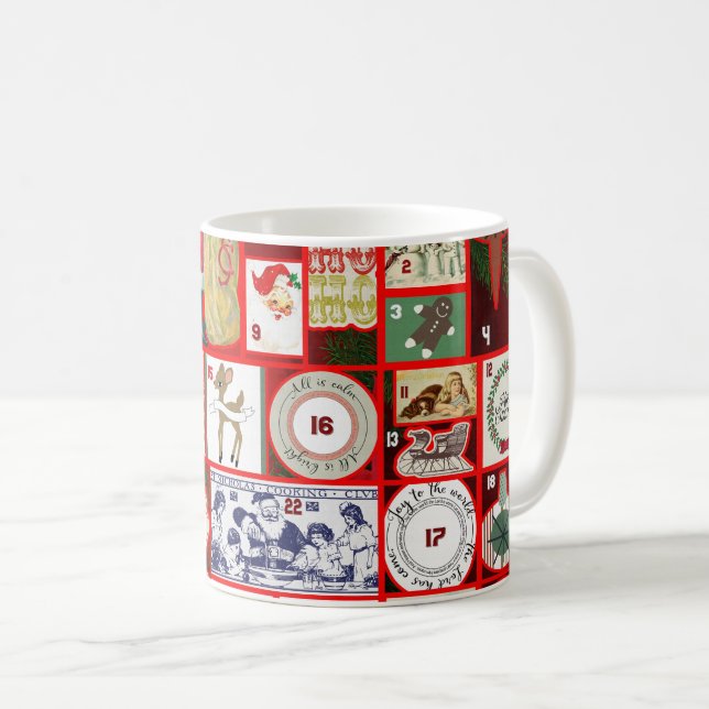 Caneca De Café Ilustração Quadrada do Bloco de Natal Adventício A (Frente Esquerda)