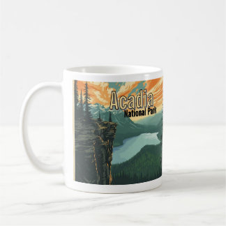 Caneca De Café Ilustração Retro do Parque Nacional Acadia