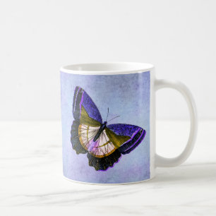 Caneca De Café Ilustração roxa e Dourado do vintage da borbolet