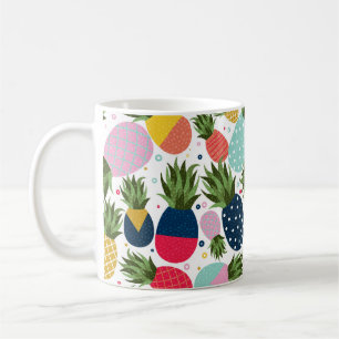Caneca De Café Ilustração uniforme de abacaxi, colorida