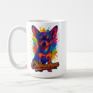 Caneca De Café Ilustração Vibrante de Chihuahua em Pop-Art