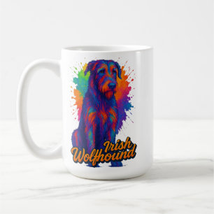 Caneca De Café Ilustração Vibrante de Irish Wolfhound em Pop Art