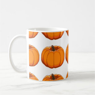 Caneca De Café Ilustração vibrante do padrão de abóbora amarela.