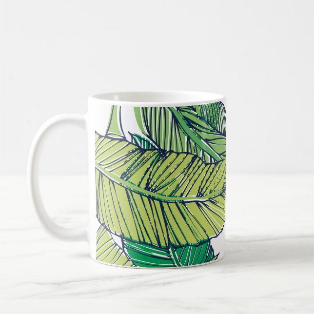 Caneca De Café ilustração/vinheta da ilha tropical (Esquerda)