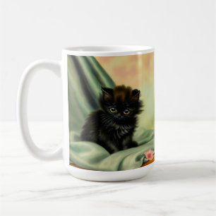 Caneca De Café Ilustração Vintage Black Kitten