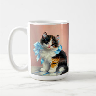 Caneca De Café Ilustração Vintage Calico Kitten